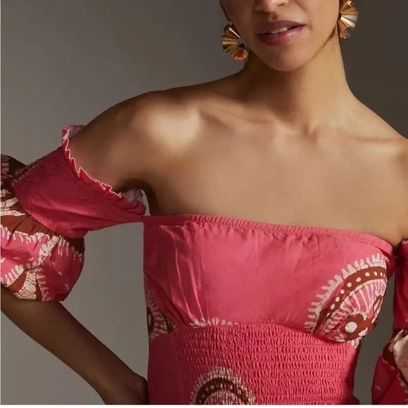 Anthropologie LOVE THE LABEL Elegant Pink Strapless Maxi Dress Size S